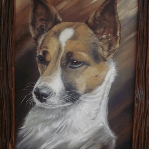 Davina Dobie Portrait of Jack Russel dog on merry go round.gif