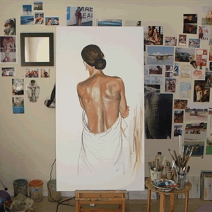 Davina Dobie naked back painting in progress.gif
