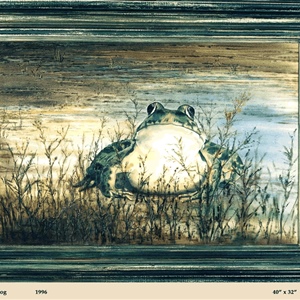 Davina Dobie Bull Frog in grass.gif